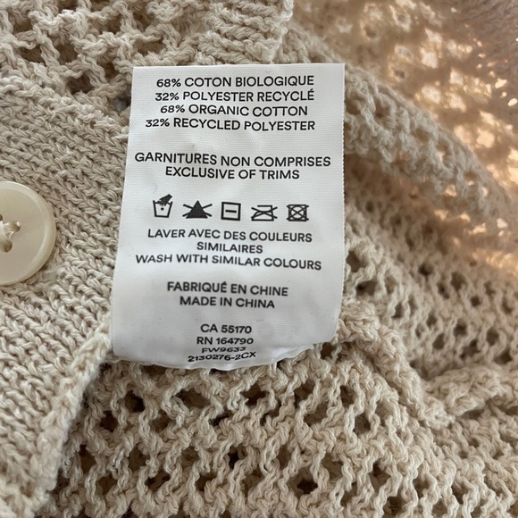 Frank And Oak Open-Knit Button-Up Polo Shirt | Recycled Cotton Blend | Size M | - Picture 5 of 5